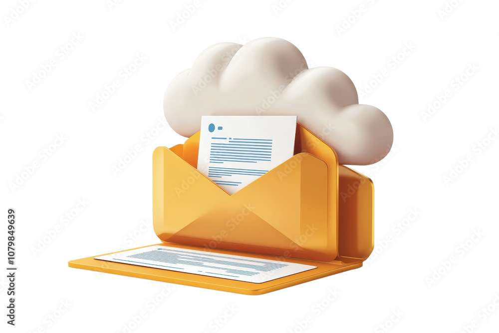 Poster a stylized envelope with a document inside, complemented by a cloud symbolizing digital communicatio