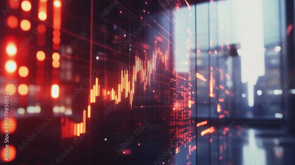 Aufkleber A computer screen shows a graph of stock prices
