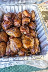 Grilled barbeque chicken tray for party