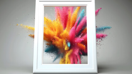 Vibrant explosion of color in a white frame