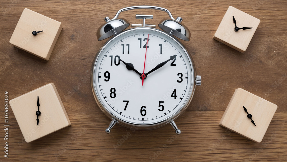 Poster face with clock overlays symbolizing managing time