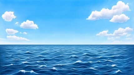 Obraz premium Serene Ocean Scene Blue Water Sky Clouds Summer Seascape