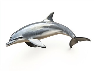 Fototapeta premium Heavyset Dolphin Swimming Gracefully in Marine Environment on White Background