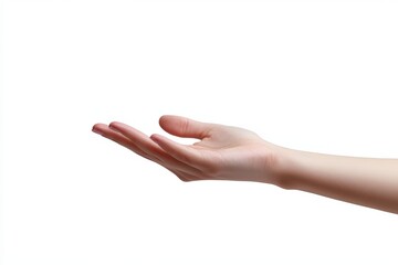 A hand is extended outward against a plain white background.