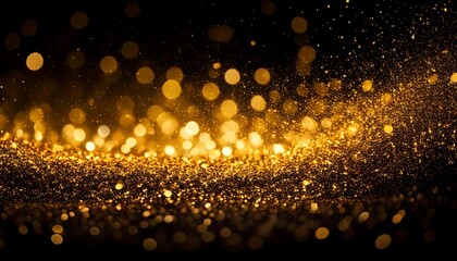 background of abstract glitter lights. gold and black. de focused. banner