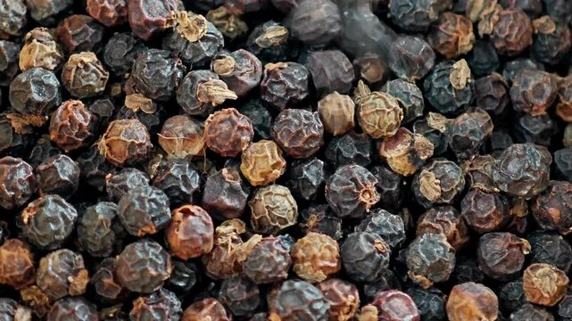 Black pepper or peppercorns, rotation.