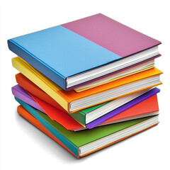 Stack of notepads with various covers. isolated on transparent background