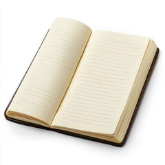 Open notepad with visible pages. isolated on transparent background