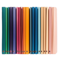 Colorful folders arranged neatly. isolated on transparent background