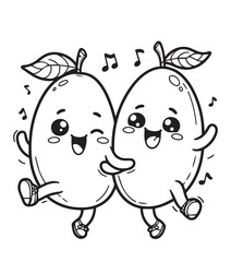 Coloring page design two mango dance