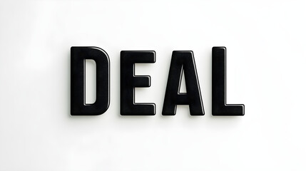 Bold Typography 'Deal' in thick, bold black font centered on a plain white background