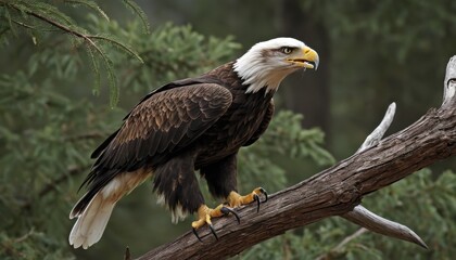 Obraz premium eagle’s talon gripping a branch, sharp and powerful, avian strength
