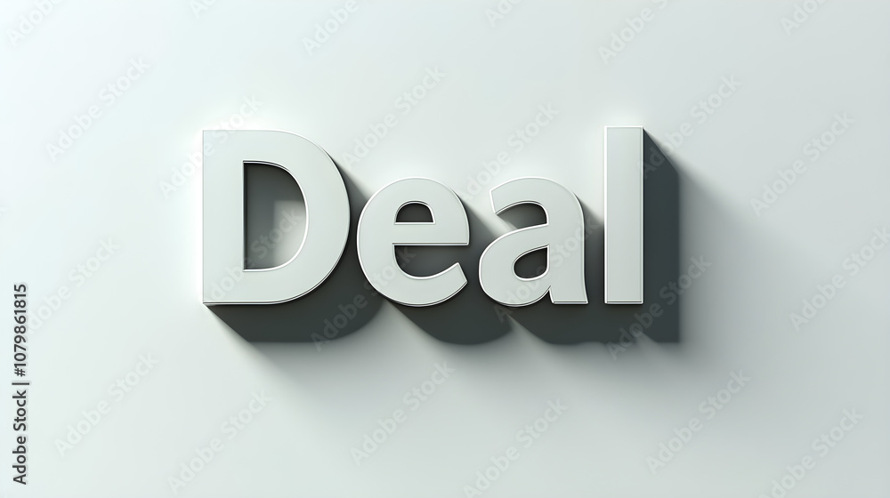 Poster a clean 'deal' text casting a long shadow, adding depth and focus to the simple design