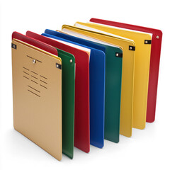 Assorted filing folders with tabs. isolated on transparent background
