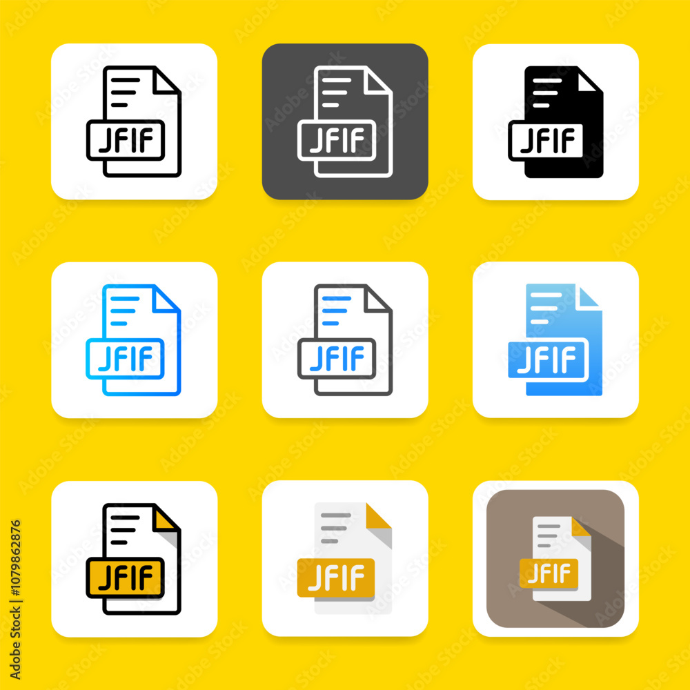 Poster set jfif document icons. can be used for websites, ui and interface.
