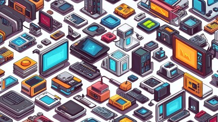 Colorful Isometric Security Layers on White Background