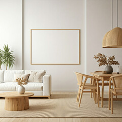 living interior with mockup frame 