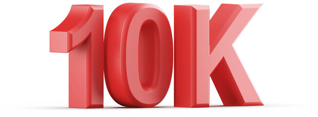 10K Followers Red 3D Number
