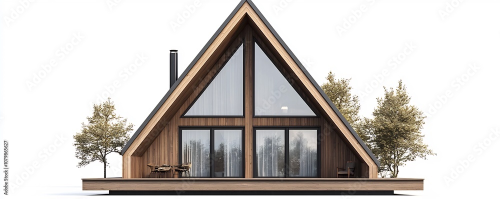Poster scandinavian a frame cabin with steep roof and large windows capturing the essence of nordic design