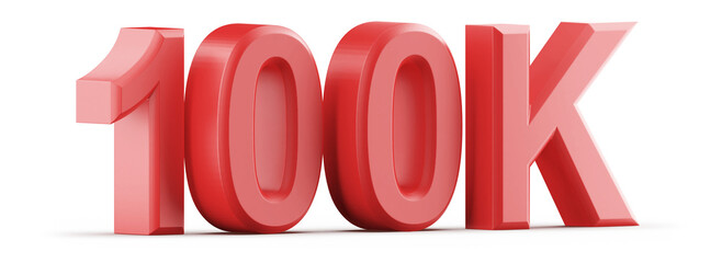 100K Followers Red 3D Number