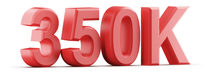 350K Followers Red 3D Number