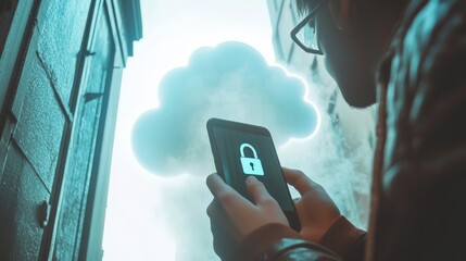 Innovative Security Icon with Smartphone and Padlock