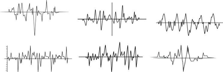 Display of Various Sound Waveforms Illustrating Audio Patterns and Frequencies