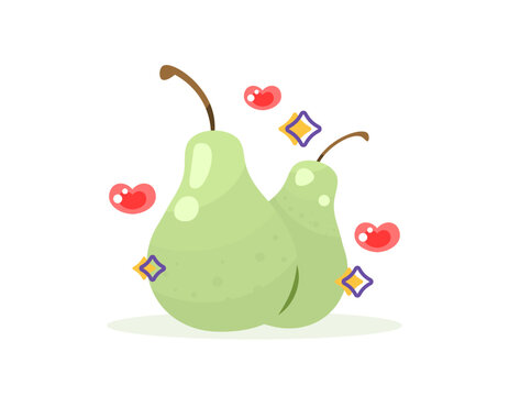 recommend clip art: illustration of two green pears with heart symbol. love pears. world pear day. fruits. flat style design. elements