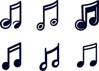 Various Music Notes in Simple Black Design on a White Background for Creative Use