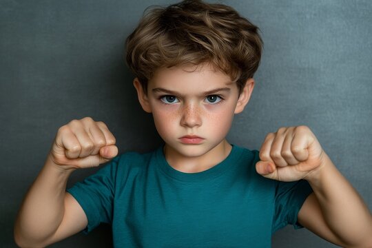 Powerful and Determined Young Boy