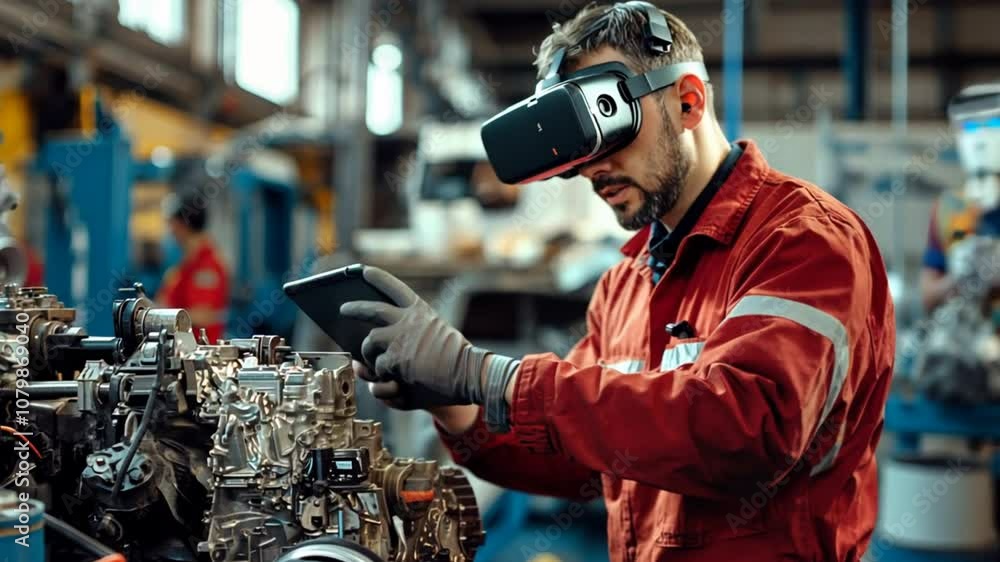 Aufkleber ar-powered component inspection: technicians using augmented reality tools to detect and repair brok