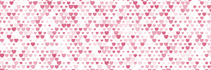 Bright pink small hearts Valentines Day abstract background. Vector greeting card shiny banner design