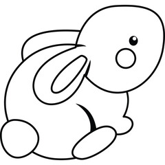 a vector of a cute rabbit in black and white coloring