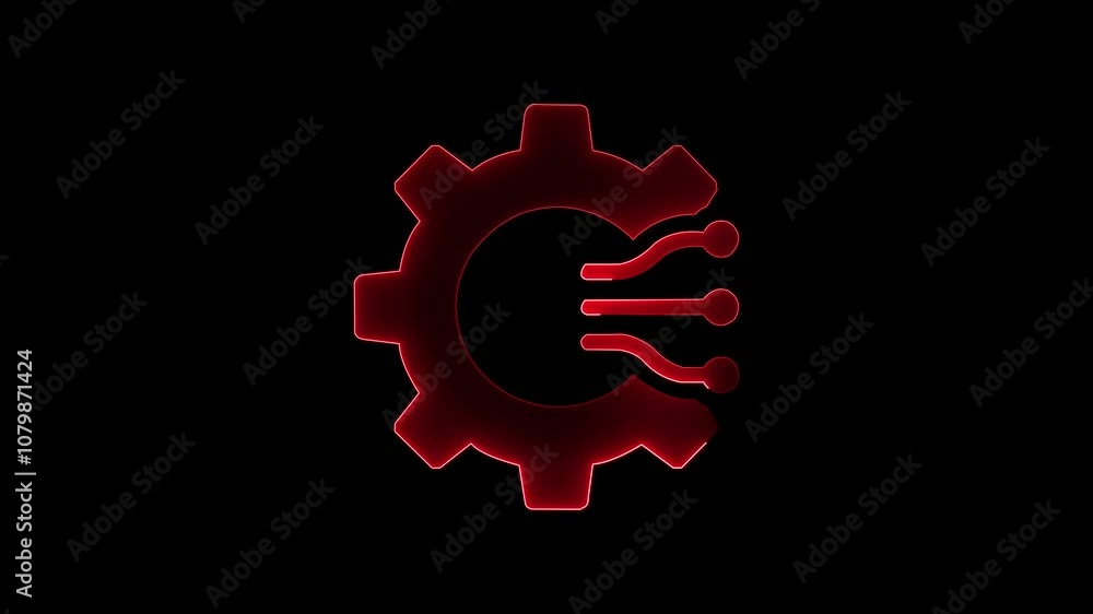 Poster neon line gear and networking system. gear rotation for your business. gear icon technical concept a