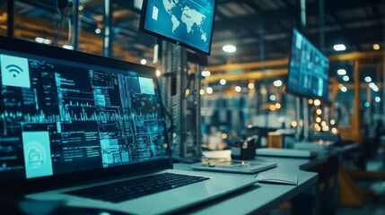 Security Monitoring Setup with CCTV and Computer Screens