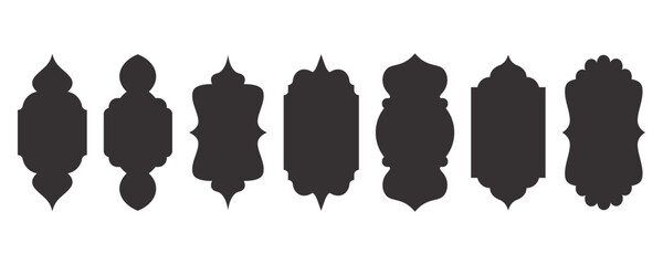 Islamic shapes Ramadan window frame design. Turkish and Indian vector ornament. Arabic door arch. Oriental architecture elements