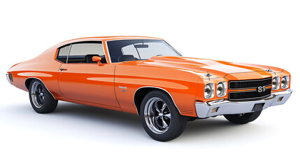 Fototapeta premium Old vintage muscle car isolated on a white background 