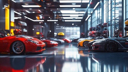 Luxury Showroom with Sport Cars