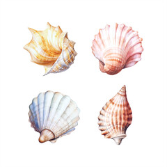 set of seashells isolated on white