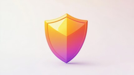 Bold 3D Shield Icon on Vibrant White Background