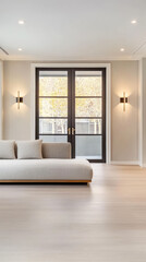 Modern living room interior with natural light and minimalist design in a contemporary home