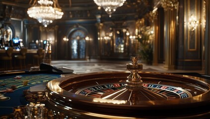 Obraz premium Close-up of a Roulette Wheel in a Luxurious Casino