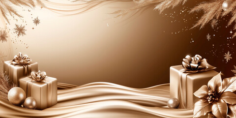 Christmas, new year luxury template with place for text. Social media post, banner, header, email, cover, flyer brochure, invitation, greeting card. Trendy elegant modern design. Generative Ai content