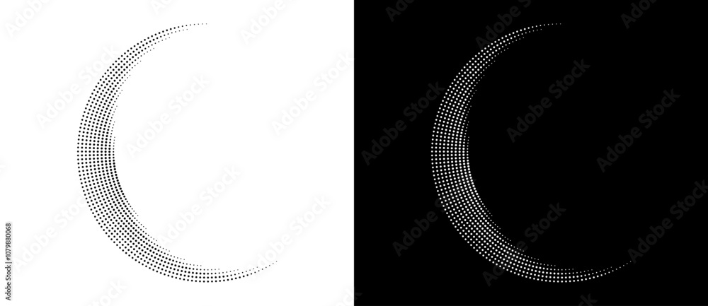 Fototapete modern abstract background. halftone dots in circle form. letter c or moon like logo, icon or design