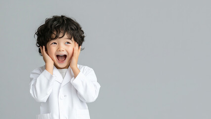 Canadian little boy smiling excited wearing doctor lab coat image ideals
