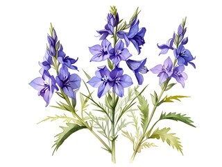 Larkspur Watercolor Flower Nature Art
