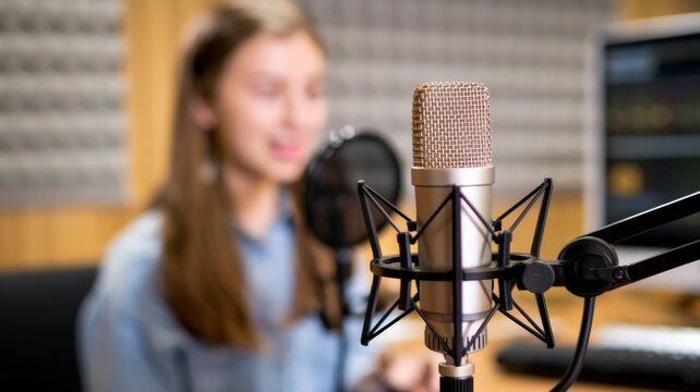 Professional studio microphone in recording setup