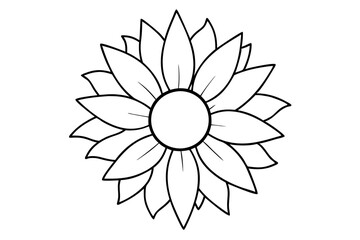 Simple Line Art Sunflower Illustration with Minimalist Design, Black and White Sunflower Vector Illustration