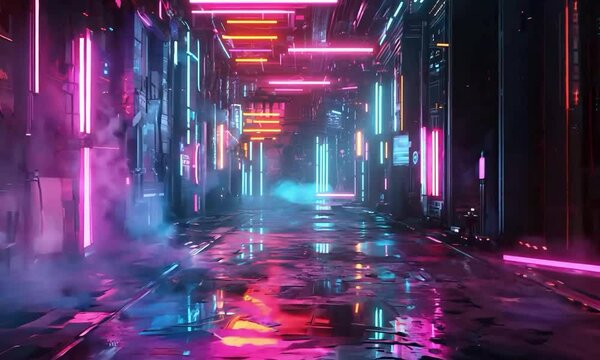 Neon texture with glowing neon lights and vibrant neon patterns