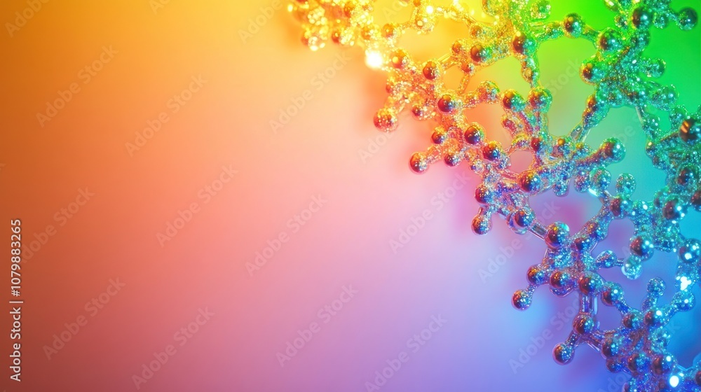 Poster abstract representation of molecular structures with vibrant colors.